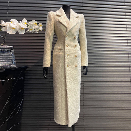 Ivory Elegance Wool Coat – Long Tailored Winter Style " VERSHANA"